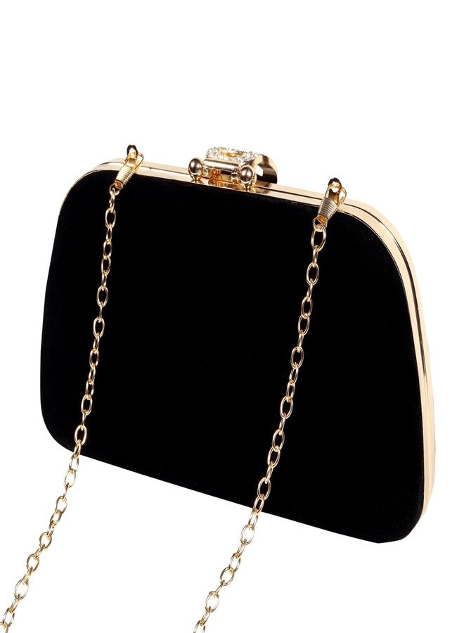 Feelon حقائب يد صغيرة من فيلون للنساء، حقيبة سهرة بسلسلة كتف قابلة للفصل لحفلات الزفاف والمناسبات المسائية (أسود) - Image 5